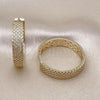 Oro Laminado Huggie Hoop, Gold Filled Style Filigree Design, with White Micro Pave, Polished, Golden Finish, 02.204.0006.33