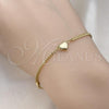 Oro Laminado Fancy Bracelet, Gold Filled Style Heart and Miami Cuban Design, Polished, Golden Finish, 03.213.0270.07