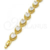 Oro Laminado Tennis Bracelet, Gold Filled Style Teardrop Design, with White Cubic Zirconia, Polished, Golden Finish, 03.210.0009.07