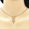 Oro Laminado Pendant Necklace, Gold Filled Style Crucifix Design, Polished, Golden Finish, 04.242.0102.20