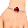 Rhodium Plated Individual Bangle, Heart Design, with Light Siam Swarovski Crystals, Polished, Rhodium Finish, 07.239.0013.8 (02 MM Thickness, One size fits all)