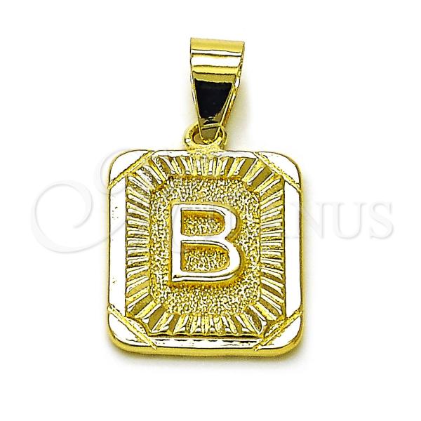 Oro Laminado Fancy Pendant, Gold Filled Style Initials Design, Diamond Cutting Finish, Golden Finish, 05.411.0045