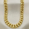 Oro Laminado Basic Necklace, Gold Filled Style Chunky Design, with White Cubic Zirconia, Polished, Golden Finish, 03.278.0004.30