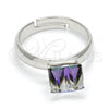 Rhodium Plated Multi Stone Ring, with Heliotrope Swarovski Crystals, Polished, Rhodium Finish, 01.239.0003 (One size fits all)