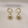 Oro Laminado Dangle Earring, Gold Filled Style Ball Design, with White Cubic Zirconia, Polished, Golden Finish, 02.357.0074.5