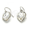 Rhodium Plated Dangle Earring, Heart Design, with Crystal Swarovski Crystals, Polished, Rhodium Finish, 02.239.0003.8