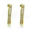 Oro Laminado Stud Earring, Gold Filled Style with White Cubic Zirconia, Polished, Golden Finish, 02.341.0129
