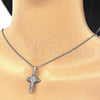 Sterling Silver Pendant Necklace, Cross Design, with White Cubic Zirconia, Polished, Rhodium Finish, 04.336.0116.16