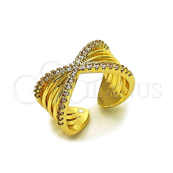 Oro Laminado Multi Stone Ring, Gold Filled Style with White Cubic Zirconia, Polished, Golden Finish, 01.266.0054