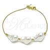 Oro Laminado Fancy Bracelet, Gold Filled Style Rat Tail Design, with Ivory Pearl, Polished, Golden Finish, 03.63.2298.08