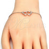 Sterling Silver Fancy Bracelet, Heart Design, with White Micro Pave, Polished, Rose Gold Finish, 03.336.0025.1.07