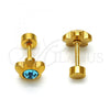 Stainless Steel Stud Earring, Flower Design, with Aqua Blue Crystal, Polished, Golden Finish, 02.271.0019.7