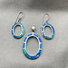 Sterling Silver Earring and Pendant Adult Set, with Bermuda Blue Opal, Polished, Silver Finish, 10.391.0007