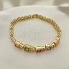 Oro Laminado Fancy Bracelet, Gold Filled Style with Multicolor Cubic Zirconia, Polished, Golden Finish, 03.283.0091.1.07