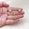 Oro Laminado Earring and Pendant Adult Set, Gold Filled Style Polished, Golden Finish, 10.342.0212