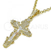 Oro Laminado Religious Pendant, Gold Filled Style Crucifix Design, Polished, Tricolor, 05.351.0161.1