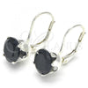 Sterling Silver Leverback Earring, with Black Cubic Zirconia, Polished,, 02.63.2622.4