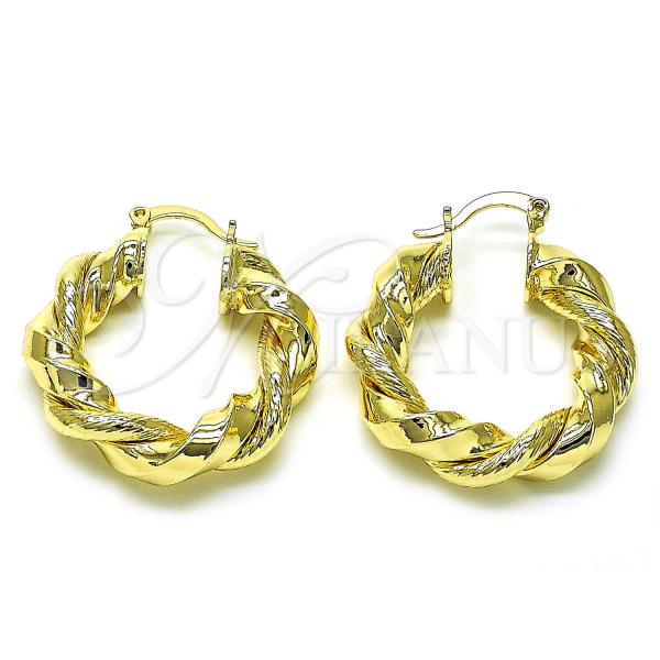 Oro Laminado Medium Hoop, Gold Filled Style Diamond Cutting Finish, Golden Finish, 02.170.0481.30
