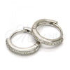 Sterling Silver Huggie Hoop, with White Micro Pave, Polished, Rhodium Finish, 02.175.0065.15