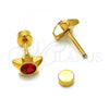 Stainless Steel Stud Earring, Star Design, with Garnet Crystal, Polished, Golden Finish, 02.271.0016.8