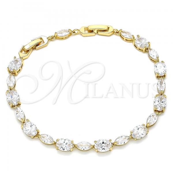 Oro Laminado Tennis Bracelet, Gold Filled Style with White Cubic Zirconia, Polished, Golden Finish, 03.283.0023.08