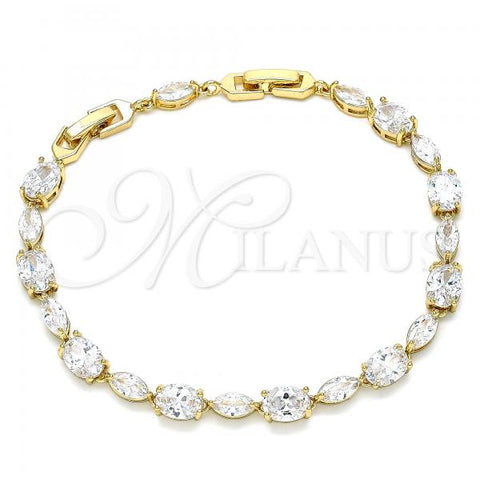 Oro Laminado Tennis Bracelet, Gold Filled Style with White Cubic Zirconia, Polished, Golden Finish, 03.283.0023.08
