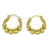 Oro Laminado Small Hoop, Gold Filled Style Ball Design, Polished, Golden Finish, 02.213.0486.20