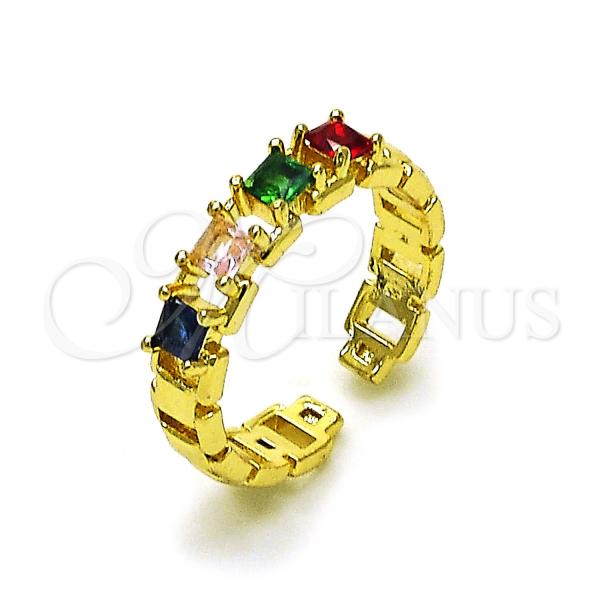 Oro Laminado Multi Stone Ring, Gold Filled Style with Multicolor Cubic Zirconia, Polished, Golden Finish, 01.196.0013
