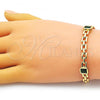 Oro Laminado Fancy Bracelet, Gold Filled Style with Green Cubic Zirconia, Polished, Golden Finish, 03.341.0202.1.08