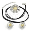 Oro Laminado Necklace and Earring, Gold Filled Style Spiral and Leaf Design, Polished, Two Tone, 06.59.0112
