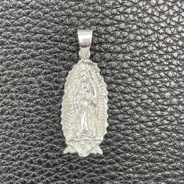 Sterling Silver Religious Pendant, Guadalupe Design, Polished, Silver Finish, 05.392.0068