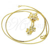 Oro Laminado Pendant Necklace, Gold Filled Style Flower Design, with White Cubic Zirconia, Polished, Golden Finish, 04.347.0001.20