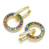 Oro Laminado Huggie Hoop, Gold Filled Style with Multicolor Cubic Zirconia, Polished, Golden Finish, 02.210.0486.4.12