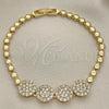 Oro Laminado Fancy Bracelet, Gold Filled Style with White Cubic Zirconia, Polished, Golden Finish, 03.283.0083.07