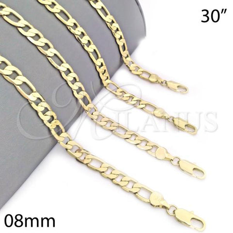 Oro Laminado Basic Necklace, Gold Filled Style Figaro Design, Polished, Golden Finish, 04.63.1187.30