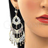 Oro Laminado Chandelier Earring, Gold Filled Style Teardrop Design, Polished, Tricolor, 02.331.0024