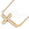 Sterling Silver Pendant Necklace, Cross Design, with White Micro Pave, Polished, Rose Gold Finish, 04.336.0100.1.16