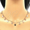 Sterling Silver Pendant Necklace, Star Design, Polished, Rose Gold Finish, 04.336.0184.1.16