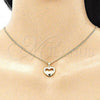 Oro Laminado Pendant Necklace, Gold Filled Style Heart Design, with White Micro Pave, Polished, Golden Finish, 04.156.0340.20