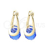 Oro Laminado Small Hoop, Gold Filled Style Spiral Design, with Sapphire Blue Crystal, Polished, Golden Finish, 5.120.025.1