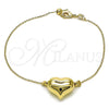 Oro Laminado Fancy Bracelet, Gold Filled Style Heart and Hollow Design, Polished, Golden Finish, 03.63.2289.08