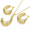 Oro Laminado Earring and Pendant Adult Set, Gold Filled Style Polished, Golden Finish, 10.163.0006