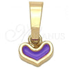Oro Laminado Fancy Pendant, Gold Filled Style Heart Design, Purple Enamel Finish, Golden Finish, 05.163.0075.5