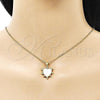 Oro Laminado Fancy Pendant, Gold Filled Style Heart Design, with White Mother of Pearl, Polished, Golden Finish, 05.341.0059