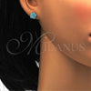 Stainless Steel Stud Earring, Flower Design, with Aqua Blue Crystal, Polished, Golden Finish, 02.271.0020.2