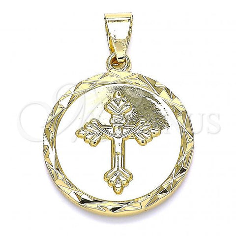 Oro Laminado Religious Pendant, Gold Filled Style Crucifix Design, Polished, Golden Finish, 05.100.0007