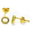 Oro Laminado Stud Earring, Gold Filled Style with Multicolor Micro Pave, Polished, Golden Finish, 02.341.0010