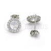 Sterling Silver Stud Earring, with White Cubic Zirconia, Polished,, 02.285.0069