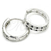 Rhodium Plated Huggie Hoop, with Black and White Cubic Zirconia, Polished, Rhodium Finish, 02.266.0029.5.20