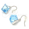 Rhodium Plated Dangle Earring, with Aquamarine Swarovski Crystals, Polished, Rhodium Finish, 02.239.0002